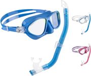 Cressi Kids Moon Snorkeling Mask, Light Blue/Lime, 5-10 Years