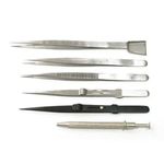 OSCAR 6 Piece Stainless Steel Tweezer Set for Working On Jewellery Making Tools Holding, Diamond, Gems, Beads, Stone Etc