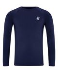 Runhit Boys Long Sleeve Compression Shirt, Quick Dry Skin Base Layer Kids, Breathable Sports Under Top for PE Football, Navy 11-12 Years