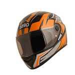 Western Era Proud 45 ISI Certified Helmet || Full Face Graphics || Stylish || High-End Safety || UV Protection Visor || Enhanced Design || Ultra Comfort (Medium, Black Glossy - Orange)