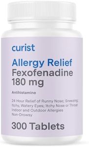 Curist Fexofenadine Hydrochloride 180mg (300 Tablets) USA Made - 24 HR Antihistamine Allergy Relief Tablets (300 count) All Day Strength Generic Fexofenadine Bulk Non Drowsy Allergy Relief