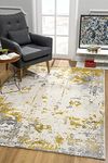 Rug Branch Vogue 9' x 12' (9'2" X 12'6") Abstract Indoor Area Rug, Contemporary, Gold Grey - Living Room, Bedroom, Dining Room, and Kitchen