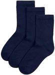 ZRWASKA® Boys Kids Toddlers Girls Ankle Socks School Uniform Girls Mid Calf Plain Soft Cotton Rich Back To School Socks Boys Girls Kids Baby Boy Children School Socks Navy, Size 9-12 (4-6 years)