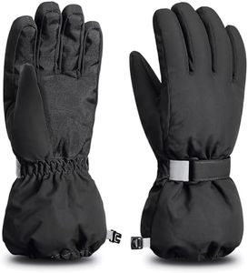 ThxToms Kids Winter Gloves, Waterproof Ski Snow Gloves for Boys and Girls, Winter Warm Gloves for Cold Weather Outdoor Play (Black Ages 11-14)