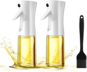 Oil Sprayer for Cooking, 2 Pack 6.7oz/200ml Proxima Direct Olive Oil Spray Bottle with Brush Refillable Food Grade Oil Sprayer Mister for Air Fryer, Salad, Baking, Grilling, Frying in Kitchen (White)