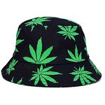 Bucket Hat Cap Marijuana Weed Leaf Cannabis - Foldable Snapback Men Women (One Size, Style 6 Green), Green, One Size