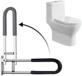 DITOSH 28 Inch Toilet Grab Bar Flip Up Aluminum Handicap Rails Grab Bars Load Capacity of 100 kg/220 lbs Toilet Rail Bathroom U Shaped and Wall Mount Safety for Injured Patients 28in, Black