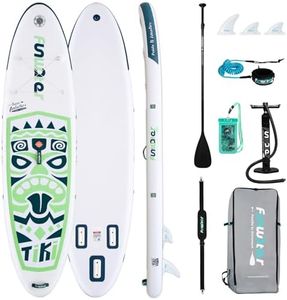 FunWater Sup Board Aufblasbare Stand Up Paddling Board Allround Paddleboard mit Pumpe, Leine, Paddel, Rucksack für Erwachsene, Jugendliche und Kinder (Tiki-Hellgrün)
