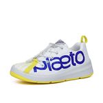 Plaeto Unisex Kids Slam White Yellow Running Sports Shoes 2 UK