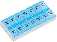 Ezy Dose Weekly (7-Day) AM/PM Pill Organizer, Vitamin Case, and Medicine Box, Medium Compartments, 2 Times a Day, Blue