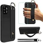 Case for ZTE ZMax 11 / ZTE Z6251 Phone Case,Wrist Strap Stand Bracelet Case with Tempered Glass Screen Protector Silicone Shockproof Protective Wristband Phone Case for ZTE ZMax 11 Z6251 - Black