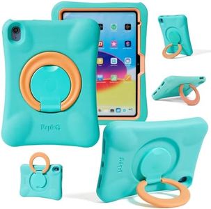 NLR FUN Kids Case for iPad, Shockproof Cover for 10.9” iPad 10th generation (2022), Lightweight Full Body Protective Case with Foldable Handle/Stand (Mint+Orange)