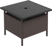 GiantexUK Patio Umbrella Table Stand, Outdoor Side Table with Umbrella Hole, PE Wicker Frame, Rattan Bistro Table, Umbrella Table Base for Patio Garden Deck Poolside