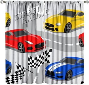 Racing Blackout Curtains Street Racing Cool Automobile Style Art Printed Window Drapes for Teenager Bedroom Living Room Cafe Decor W26xL84in 2 Panels