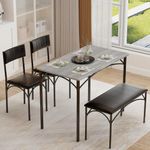 PULUOMIS Dining Table and Chairs Set 4, Kitchen Table and Padded Bench Chairs Set 4, Modern Design for Kitchen Home Bistro Patio