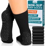Vive Non-Slip Grip Socks (6 Pairs) - Hospital Slipper Socks for Women, Men - Anti-Slip Gripper Socks for, Yoga, Pilates