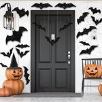 CCINEE 3D Halloween Hanging Bats Decoration,Large Glittery Bat Wall Decal Stickers for Halloween Party Decor Supply,36PCS