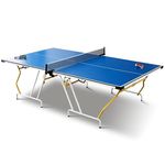 RUP Foldable Table Tennis (TT) Table| Full Size Table with 2 Minute Quick Easy Setup| Ideal for Both Home&Club - (1 Table Top Cover,2 TT Rackets,3 Balls,1 Clamp Net)