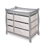 Badger Basket Sleigh Style Changing Table with Six Baskets, Gray