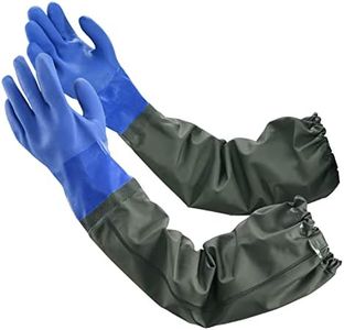 MUMUKE Long Waterproof Gloves, Long Chemical Gloves, Reusable, Padded Cotton Lined/Acid & Oil Resistant 28 inch XL