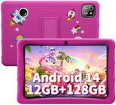 BESTTAB Kids Tablet 10 Inch Android 14 Tablets, A10 Toddler Tablet for Kids Age 3-12 with 12GB RAM 128GB ROM(up to 2 TB), 8 Core CPU, Parental Control, Dual Camera, Pre-Installed iWawa, WiFi 6, Pink