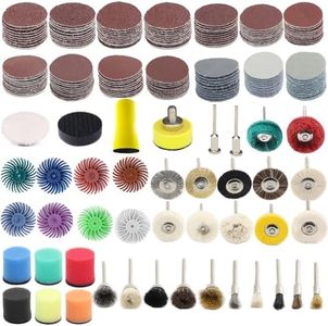 183pcs 1Inch Sanding Disc Hook & Loop Sanding Pads 60-7000 Sandpapers with 1/8” Shank Backing Pad Polishing Pads and Interface Pad for Drill Grinder Rotary Tools Wood Metal