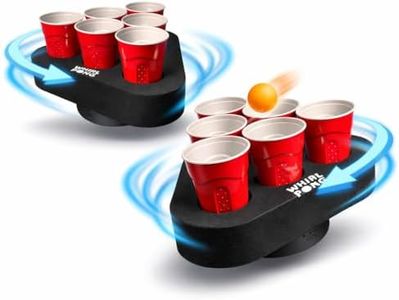 Whirl Pong Spinning Cup Pong Game - Black, Foam Triangle on Electric Spinning Platforms - Perfect for Tailgates, Socials, & Parties - USB Rechargeable, Waterproof, & Portable (Set of 2)