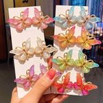 SQUIRTLE Shining Gradient Butterfly Hair Clip Barrettes for Girls Women, Cute Gold Metal Alligator Duck Billed Hair Clips Decorative Bobby Pins, Hair Accessories Hair Pins for Styling (Pack of 5)