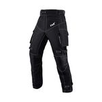 HWK Dual Sport Motorcycle Pants for Men with Water Resistant Cordura Textile Fabric & Impact Protection Armor, Black, 32W x 32L