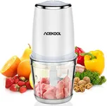 Mini Food Processor with 2.5 Cup Glass Bowl, Acekool Small Electric Food Chopper for Vegetables Meat Fruits Nuts Puree - 300W 2 Speed Kitchen Food Processor With Sharp Blades