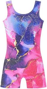 Arshiner Leotards for Girls Gymnastics with Shorts Color Gradient Shiny Diamond Kids Biketard