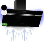 Klarstein Angled Cooker Hood 90cm, Cooker Hood Extractor with Lights, Kitchen Extractor Fans Cooker Hood, 594m³/h Airflow, RGB LEDs, Class A Energy Efficiency, Oven Extractor Fan Kitchen 90cm / 900mm