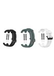 Wei International pack of 3 Sporty Silicone Strap Band For Amazfit T-Rex/Amaz fit T-Rex Pro Smart Watch Only For Men Women Boys and Girls [ Not for Any Other Models] (black,green and white)