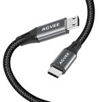 AGVEE 2 Pack 3ft USB-C OTG to Micro USB Cable, Braided Charger Data Sync Cord Charging Wire Adapter for Samsung Galaxy S7 S6, J7, J3, LG, PS4, Kindle, PS4 Xbox Controller, Android Phone, Dark Gray