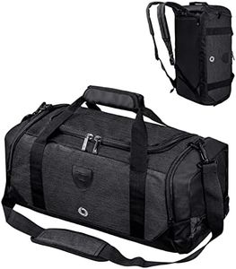 Gym Duffle Bag Backpack Waterproof Sports Duffel Bags Travel Weekender Bag for Men Women Overnight Bag with Shoes Compartment, Black, One_Size, Modern/Fitted
