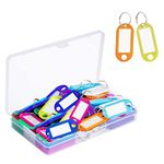 MEISO 50 Pcs Key Tags, Plastic Key Fobs Labels with Split Ring, Keychain Tags Key Fobs ID Label Tags Luggage Tags, Key Tag for Luggage, Pet Name, Memory Stick Tags etc(10 Colors)