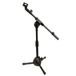 Kadence NK131 Touring Series Short Mic Stand with Boom Arm | Heavy-Duty Steel Frame & Smooth Height Adjustment | Low-Profile Telescopic Boom with 360° Angle Control | Stable Tripod Base | Black