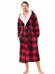 DAVID ARCHY Men's Robe Super Soft Warm Full Length Long Bathrobe (Red,L)