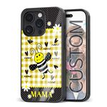 Custom Name Phone Cases Gifts for Mother Mom for iPhone 5 6 7 8 11 12 13 14 15 16 Pro Max Plus Mini X, for Samsung A02 A03 A10 A13 A42 A51 A52 A53 A73 S21 S22 S23 S24 Pixel 4 5 6 7 (Plaid Bee)