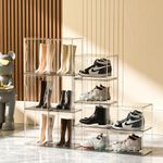 KOKOIN Magnetic Acrylic Clear Shoe Boxes – 360° Clear Plastic Stackable Sneaker Storage Box shoe Display Box Professional Grade Shoe Display Case, Shoe Organizer for Closet (12PC)