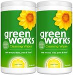 Clorox Green Works Cleaning Wipes, Simply Lemon, 75 Count, Multi-Pack of 2 Canisters, Safe for use around kids, pets, and food*