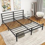 DUMEE Metal King Bed Frame with Headboard and Footboard, Bed Frames King Size Under Bed Storage No Box Spring Needed, Enhanced Support Stable Noise Free, Black