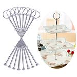 8 x Sets 3 Tier Classical Round Cake Stand Plate Fittings Silver Display Stands Holder Handle Golden Metal for Tea Shop Room Hotel Wedding Birthday