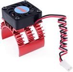 Surpass Engine Motor Heatsink, RC Motor Heatsink with 5v-8.45v Cooling Fan Fit 540 550 3650 Size Brushless Motor for 1/10 RC Car Truck Buggy Crawler, Black & red