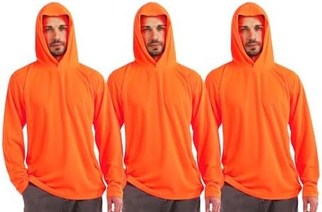 Breathable Work Long Sleeve Sun Shirt Hoodie, Sun Protection Shirts Quick Dry Hooded, Mens Construction Shirts with Hood Lightweight Orange 4XL