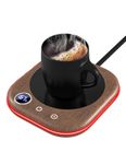 Coffee Mug Warmer Smart Cup Warmer for Desk, Upgrade Coffee Warmer with LED Light, 3 Temperature Control and Auto Shut Off Electric Beverage Warmer for Heating Coffee Milk Tea and Hot Chocolate(Wood)