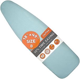 SUNKLOOF Extra Wide Ironing Board Cover and Pad,18X49 Reflective Silicone Ironing Board Cover,Resist Scorching and Staining,4 Fasteners,Elastic Edges,Large Protective Scorch Mesh Cloth