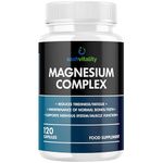 Magnesium Complex 120 Capsules - Bisglycinate, Malate, Taurine Chelate, Vitamin B6 - UK - Bone, Teeth Support - Tiredness and Fatigue Support - contributes to Electrolyte Balance - GMP Standards