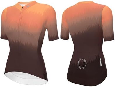 Wulibike Women's Cycling Jersey Short Sleeve,Stylish Gradient Bike Shirt,Moisture Wicking Top for Road & Casual Summer Ride Sunset M