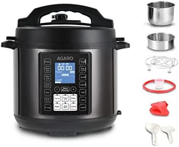 AGARO Imperial Electric Pressure Cooker, 6 litre, 14 Pre-Set multi Cooking Functions, Adjustable Pressure, Timer, Stainless Steel Pot, Pressure Cook, Slow Cook, Saute & More, Black, Outer Lid